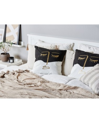 Coussin décoratif en tissu noir blanc 45x6cm