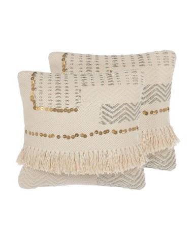 Lot de 2 coussin décoratifs en tissu beige 45x10cm