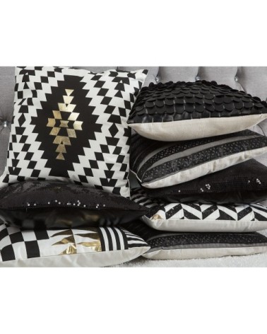 Lot de 2 coussin décoratifs en tissu noir blanc 45x12cm