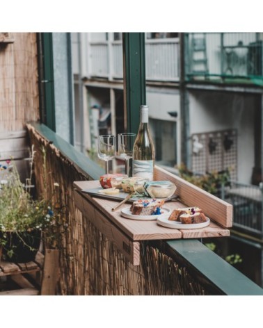 Bar table pour balcon en pin balustrade en verre