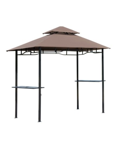 Pavillon abri tonnelle de jardin pour barbecue chocolat