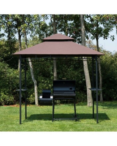 Pavillon abri tonnelle de jardin pour barbecue chocolat