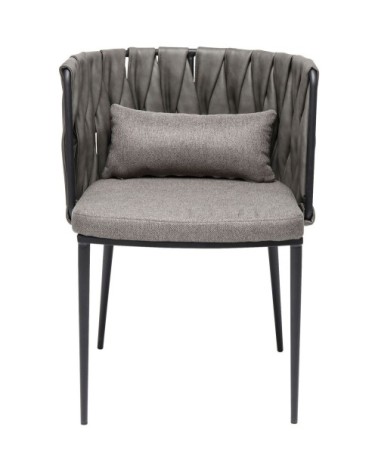 Chaise avec accoudoirs grise et acier