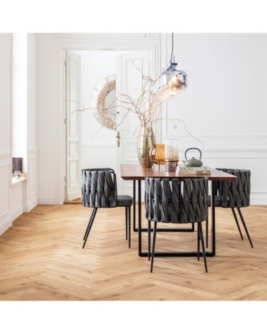 Chaise avec accoudoirs grise et acier