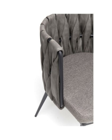 Chaise avec accoudoirs grise et acier