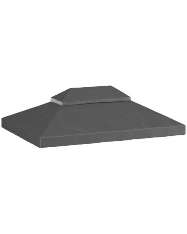 Toile de rechange pavillon 4x3m toit double gris foncé