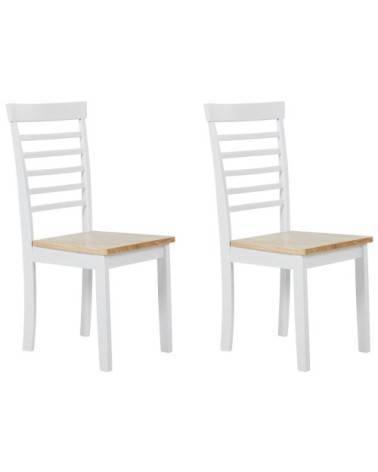 Lot de 2 chaises de salle à manger bois clair et blanches