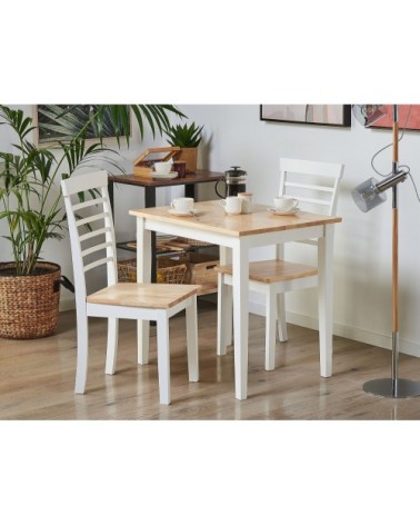 Lot de 2 chaises de salle à manger bois clair et blanches