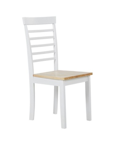 Lot de 2 chaises de salle à manger bois clair et blanches