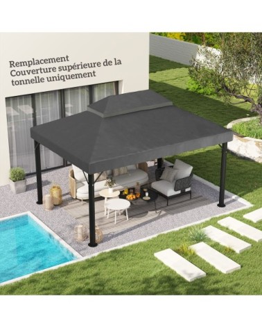 Toile de rechange pavillon 4x3m toit double gris foncé