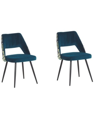 Lot de 2 chaises de salle à manger en velours bleu
