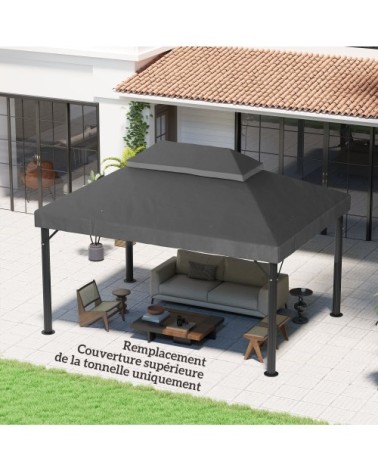 Toile de rechange pavillon 4x3m toit double gris foncé