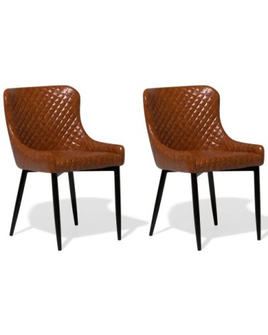 Lot de 2 chaises en cuir PU marron
