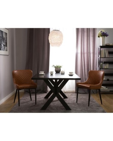 Lot de 2 chaises en cuir PU marron