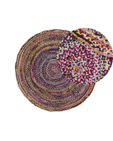 Tapis rond en coton bariolé D140cm