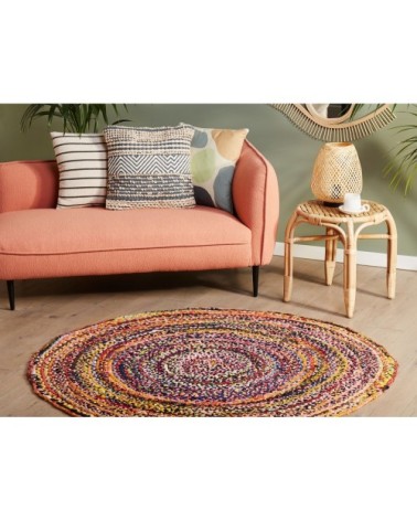 Tapis rond en coton bariolé D140cm