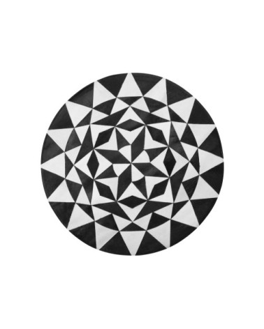 Tapis rond en cuir noir et blanc D140cm