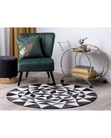 Tapis rond en cuir noir et blanc D140cm