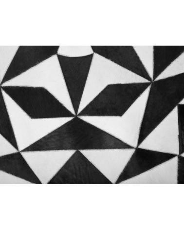 Tapis rond en cuir noir et blanc D140cm