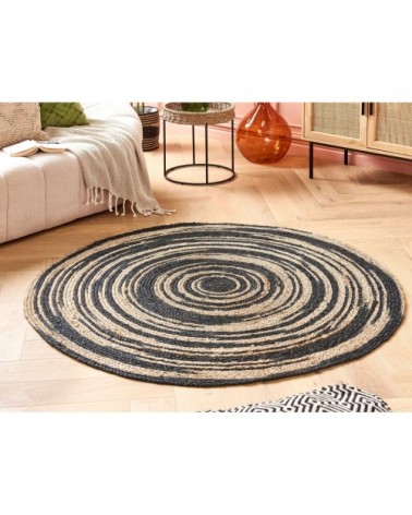 Tapis rond beige et noir D140cm