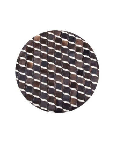 Tapis rond en cuir marron D140cm