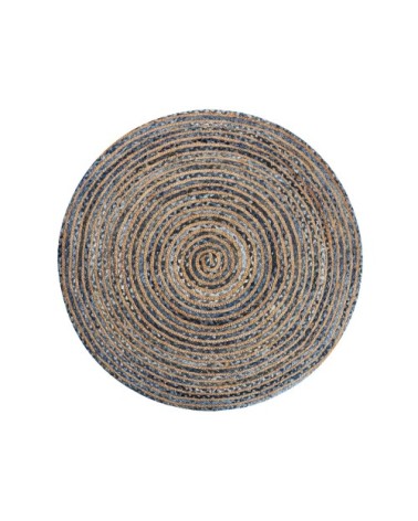 Tapis rond bleu et beige D140cm