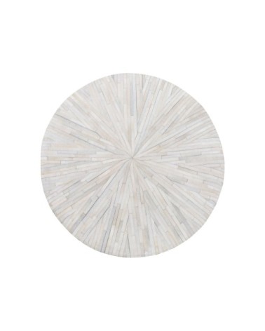Tapis rond en cuir blanc D140cm