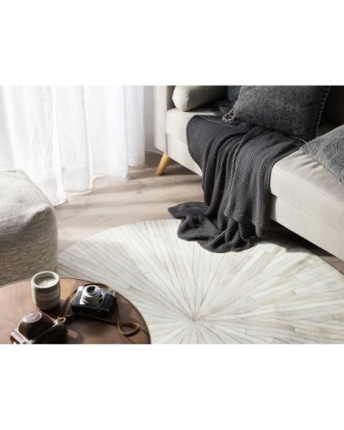 Tapis rond en cuir blanc D140cm