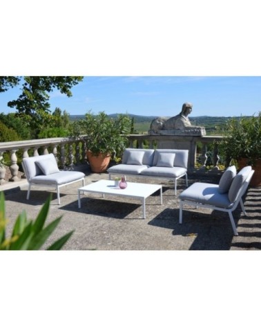 Salon de jardin bas aluminium 4 places gris clair