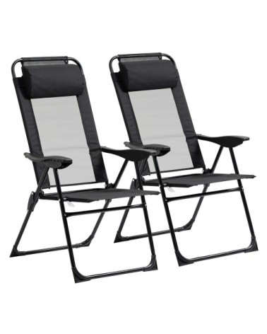 Chaises pliantes dossier réglable 5 positions oxford textilène noir
