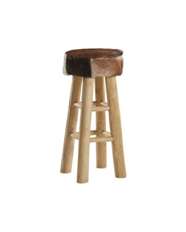 Tabouret de bar rustique en peau agneau