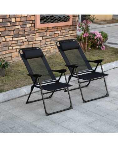 Chaises pliantes dossier réglable 5 positions oxford textilène noir