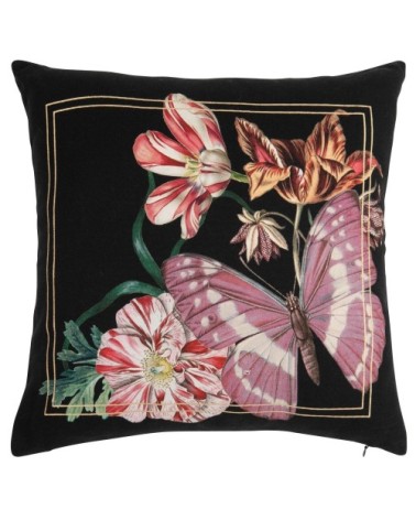 Housse de coussin en coton, imprimé papillon et fleur