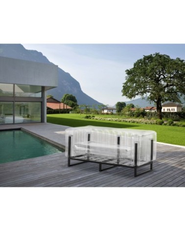 Salon de jardin design 1 canapé et 2 fauteuils transparents