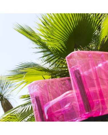 Salon de jardin design 1 canapé et 2 fauteuils bleus cadre aluminium