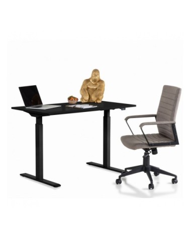 Bureau réglable assis-debout noir et acier noir L120