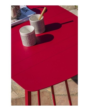 Salon de jardin 4 places en aluminium framboise