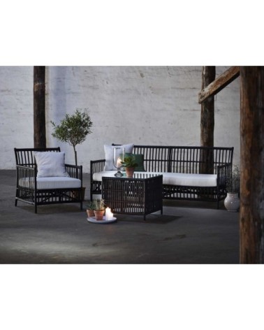 Tables basse carrée en rotin noir mat