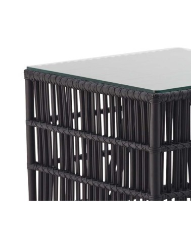 Tables basse carrée en rotin noir mat