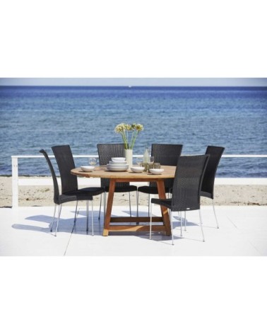 Table repas ronde Ø160cm en teck pour 6/8 personnes