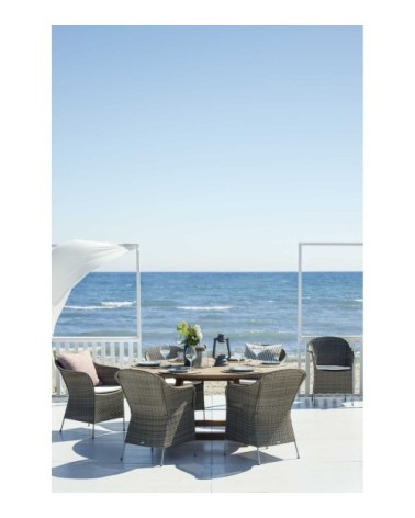 Table repas ronde Ø160cm en teck pour 6/8 personnes