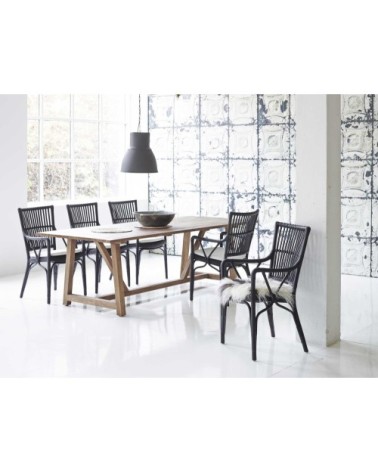 Fauteuils de table en rotin noir mat