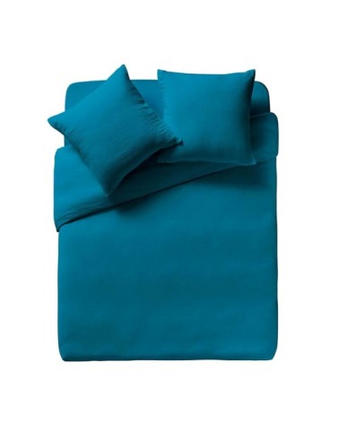 Taie d'oreiller paon en gaze de coton lavée 50x75