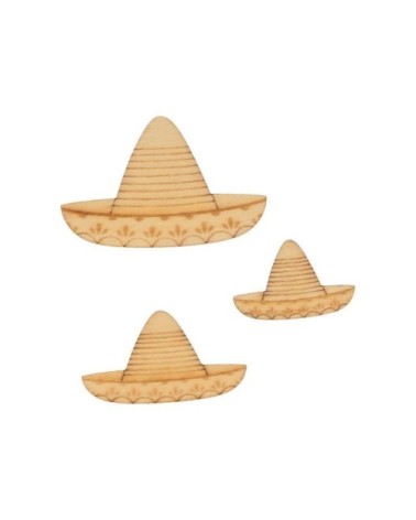 30 mini silhouettes en bois sombreros