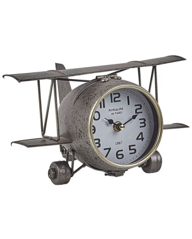 Horloge de table avion argenté 15 cm