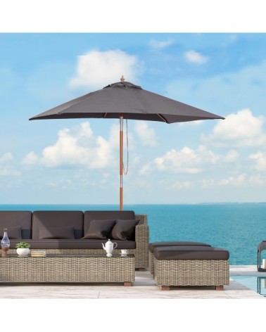 Parasol rectangulaire inclinable gris foncé