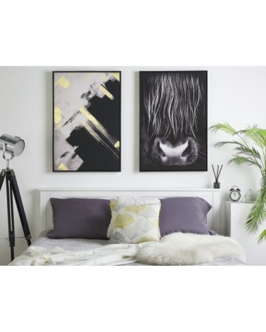 Toile imprimée vache noire et blanche 63 x 93 cm