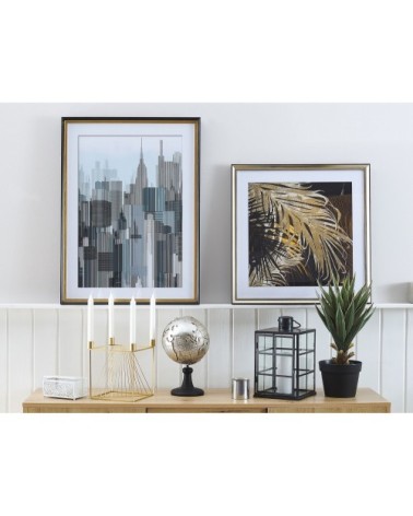 Tableau décoratif bleu et gris motif ville 60 x 80 cm