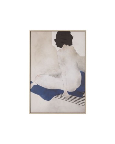 Toile imprimée noire et grise femme avec cadre 63 x 93 cm