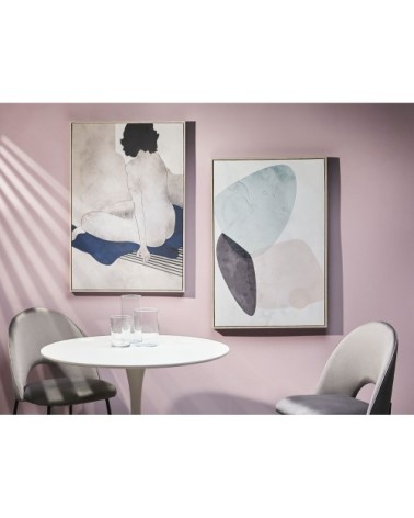 Toile imprimée noire et grise femme avec cadre 63 x 93 cm